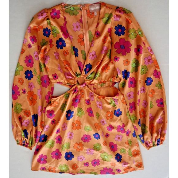 Show Me Your MuMu Sz Small Poppin Poppy Go Out Cut Out Mini Dress $168 - Picture 3 of 9